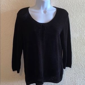 Black 3/4 sleeve light sweater blouse